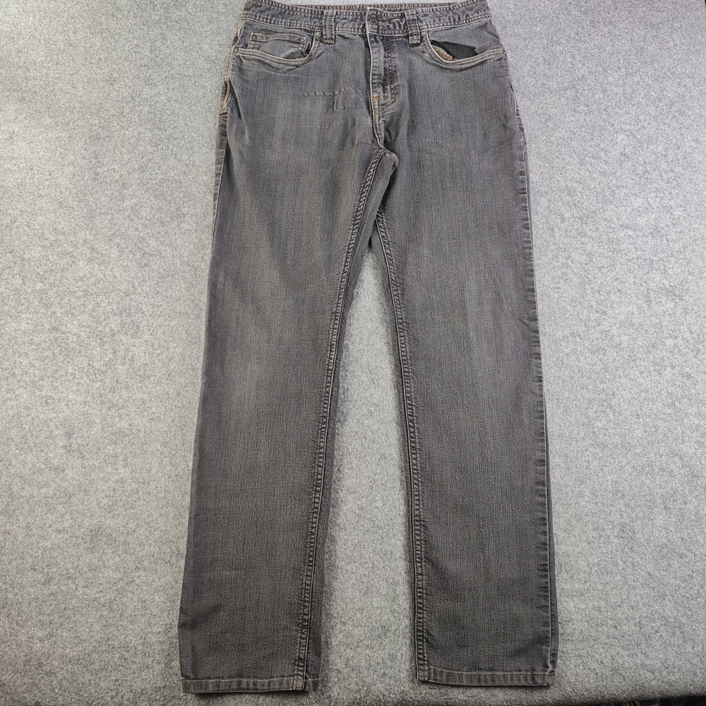 Prana Jeans Mens 32x32 Gray Slim Fit Straight Leg Faded Denim Pants Outdoor